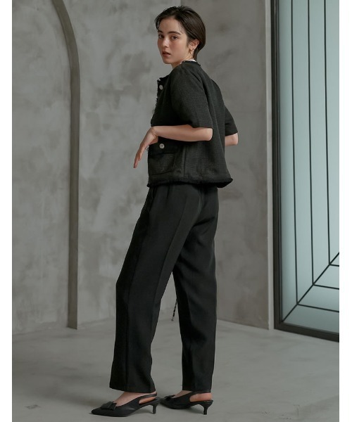 Re:EDIT（リエディ）の「[2026S/S COLLECTION][MEISM by Re:EDIT][低身長/高身長サイズ有]ダブルクロススリットテーパードパンツ（スラックス・レディース・ホワイト/ブラック・LARGE/TALL/MEDIUM/SHORT）」の17枚目の写真