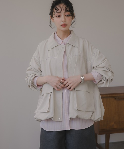 210nouve(トゥージュヌーブ)の「ソフトツイル バルーン ジャケット(その他アウター・レディース・ブラック/ベージュ/アイボリー・FREE)」の4枚目の写真