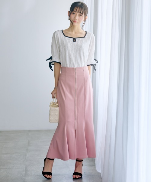 marun（マルン）の「＜大きいサイズ＞袖リボンカットソー marun（Tシャツ/カットソー・レディース・ピンク/オフホワイト・5L/4L/3L/LL/L）」の5枚目の写真