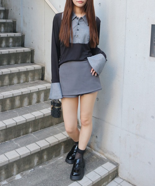 ALLuRing ChaRm(アリュリングチャーム)の「Docking Slim Shirt Tops / ドッキングスリムシャツトップス(シャツ/ブラウス・レディース・ブラック・FREE)」の7枚目の写真