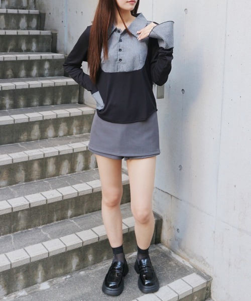 ALLuRing ChaRm(アリュリングチャーム)の「Docking Slim Shirt Tops / ドッキングスリムシャツトップス(シャツ/ブラウス・レディース・ブラック・FREE)」の8枚目の写真