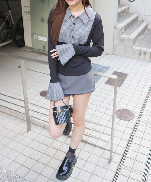 ALLuRing ChaRm(アリュリングチャーム)の「Docking Slim Shirt Tops / ドッキングスリムシャツトップス(シャツ/ブラウス・レディース・ブラック・FREE)」の10枚目の写真