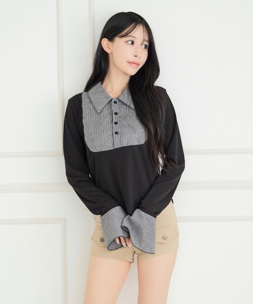 ALLuRing ChaRm(アリュリングチャーム)の「Docking Slim Shirt Tops / ドッキングスリムシャツトップス(シャツ/ブラウス・レディース・ブラック・FREE)」の12枚目の写真