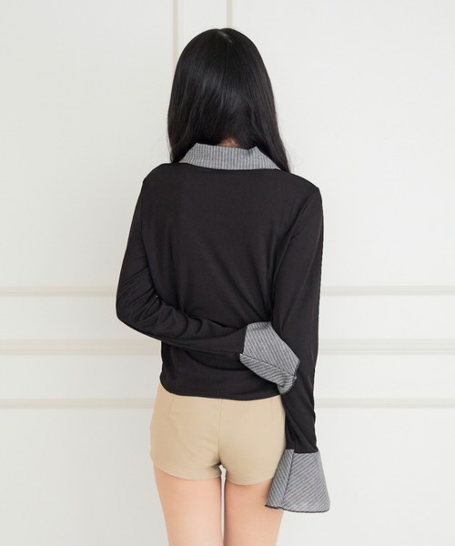 ALLuRing ChaRm(アリュリングチャーム)の「Docking Slim Shirt Tops / ドッキングスリムシャツトップス(シャツ/ブラウス・レディース・ブラック・FREE)」の14枚目の写真