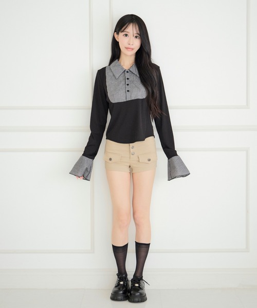 ALLuRing ChaRm(アリュリングチャーム)の「Docking Slim Shirt Tops / ドッキングスリムシャツトップス(シャツ/ブラウス・レディース・ブラック・FREE)」の15枚目の写真