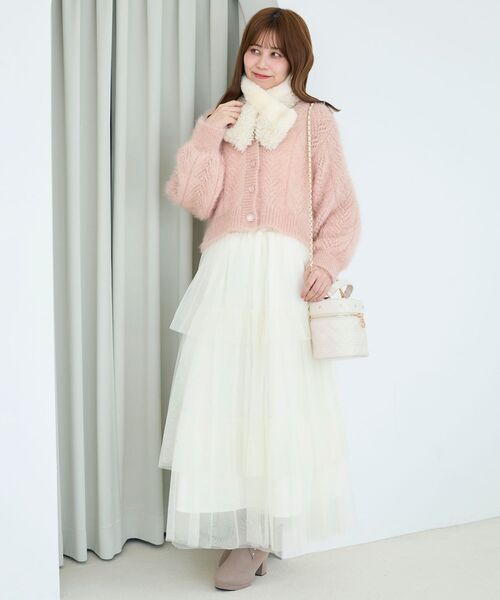 MAJESTIC LEGON（マジェスティックレゴン）の「プードルコンビティペット（ストール/ショール・レディース・アイボリー・FREE）」の3枚目の写真