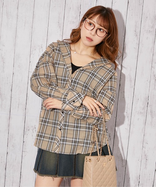 GORGE(ゴージ)の「《インナー付き・綿シアーチェック》シャツ/カジュアル×ナチュラル/春夏秋/全4色(シャツ/ブラウス・レディース・ベージュ/ブラウン/オフホワイト/ブラック・F)」の18枚目の写真