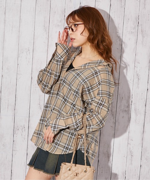 GORGE(ゴージ)の「《インナー付き・綿シアーチェック》シャツ/カジュアル×ナチュラル/春夏秋/全4色(シャツ/ブラウス・レディース・ベージュ/ブラウン/オフホワイト/ブラック・F)」の17枚目の写真