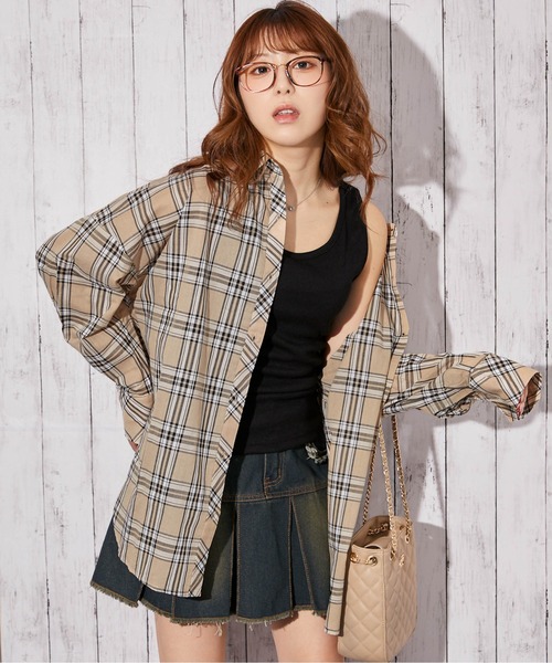 GORGE(ゴージ)の「《インナー付き・綿シアーチェック》シャツ/カジュアル×ナチュラル/春夏秋/全4色(シャツ/ブラウス・レディース・ベージュ/ブラウン/オフホワイト/ブラック・F)」の16枚目の写真