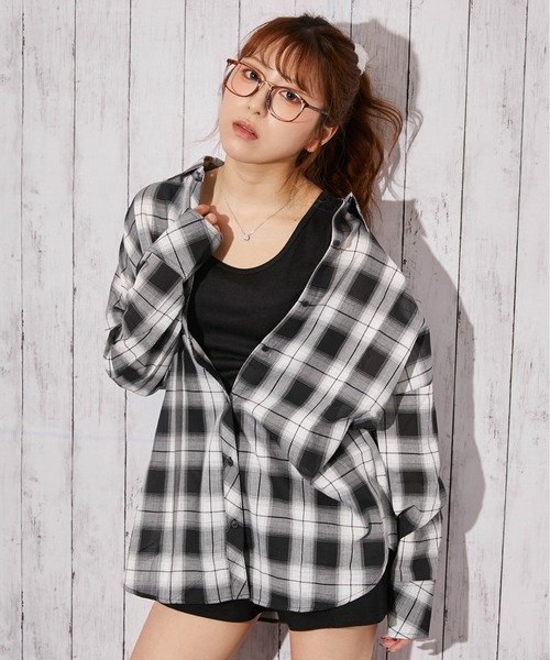 GORGE(ゴージ)の「《インナー付き・綿シアーチェック》シャツ/カジュアル×ナチュラル/春夏秋/全4色(シャツ/ブラウス・レディース・ベージュ/ブラウン/オフホワイト/ブラック・F)」の12枚目の写真