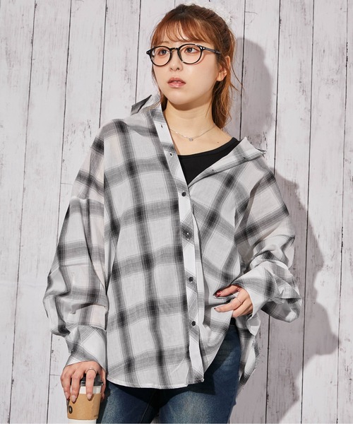 GORGE(ゴージ)の「《インナー付き・綿シアーチェック》シャツ/カジュアル×ナチュラル/春夏秋/全4色(シャツ/ブラウス・レディース・ベージュ/ブラウン/オフホワイト/ブラック・F)」の20枚目の写真