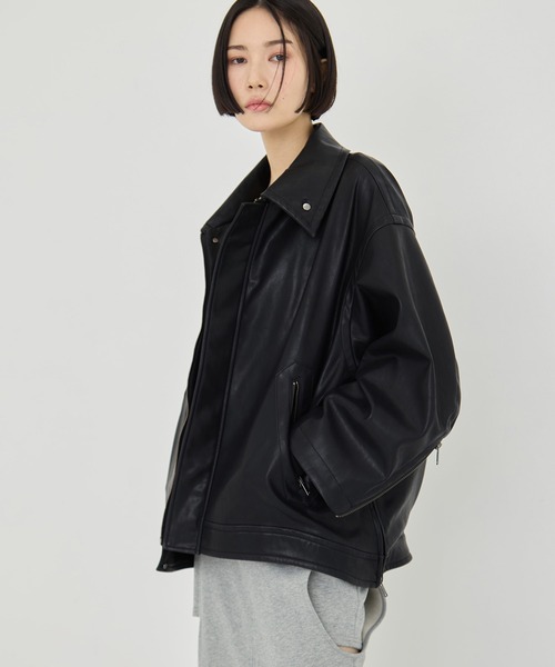STUDIOUS（ステュディオス）の「【STUDIOUS/ステュディオス】Vintage Leather Blouson/ヴィンテージレザーブルゾン（ブルゾン・レディース・ブラック/ブラウン・FREE）」の2枚目の写真