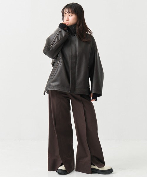 STUDIOUS（ステュディオス）の「【STUDIOUS/ステュディオス】Vintage Leather Blouson/ヴィンテージレザーブルゾン（ブルゾン・レディース・ブラック/ブラウン・FREE）」の11枚目の写真