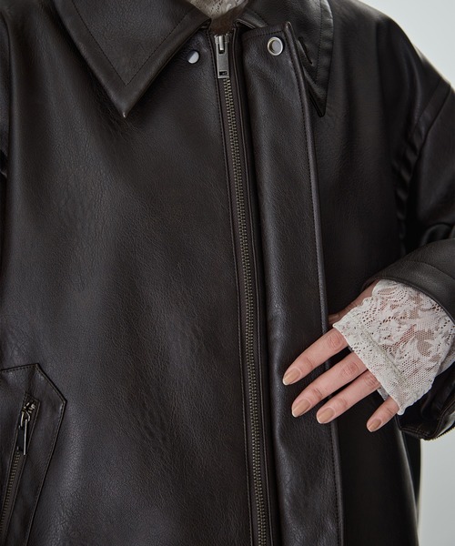 STUDIOUS（ステュディオス）の「【STUDIOUS/ステュディオス】Vintage Leather Blouson/ヴィンテージレザーブルゾン（ブルゾン・レディース・ブラック/ブラウン・FREE）」の5枚目の写真