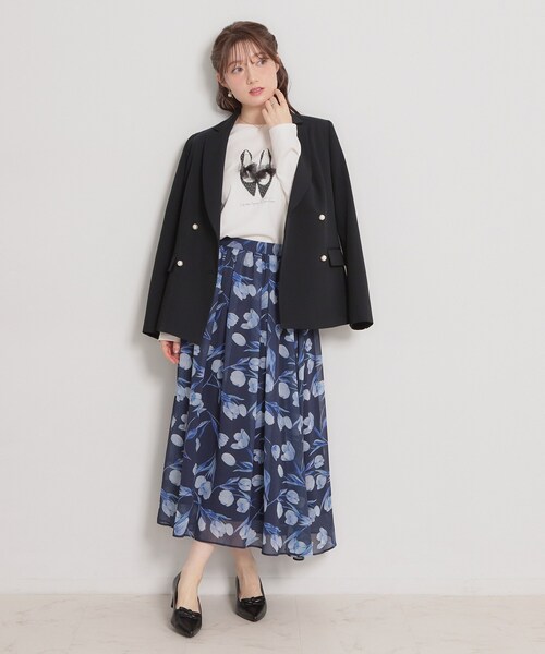 couture brooch（クチュールブローチ）の「【綿100％・洗える】パリジェンヌ プリントTシャツ（Tシャツ/カットソー・レディース・アイボリー系/ブラック/アイボリー・40/38/42/36）」の4枚目の写真