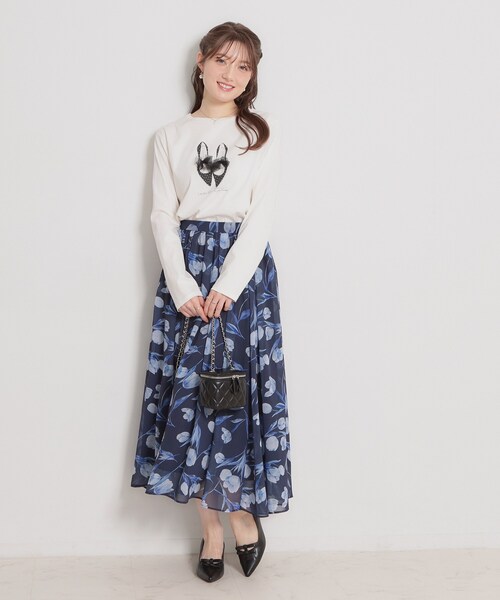 couture brooch（クチュールブローチ）の「【綿100％・洗える】パリジェンヌ プリントTシャツ（Tシャツ/カットソー・レディース・アイボリー系/ブラック/アイボリー・40/38/42/36）」の5枚目の写真