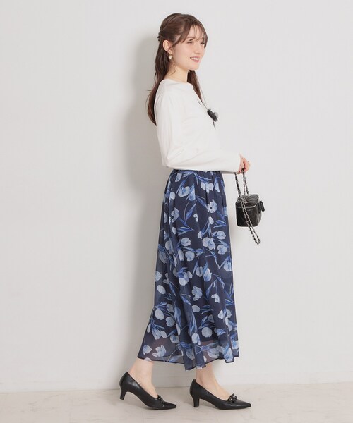 couture brooch（クチュールブローチ）の「【綿100％・洗える】パリジェンヌ プリントTシャツ（Tシャツ/カットソー・レディース・アイボリー系/ブラック/アイボリー・40/38/42/36）」の6枚目の写真