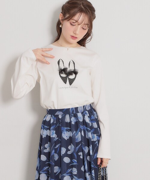 couture brooch（クチュールブローチ）の「【綿100％・洗える】パリジェンヌ プリントTシャツ（Tシャツ/カットソー・レディース・アイボリー系/ブラック/アイボリー・40/38/42/36）」の7枚目の写真