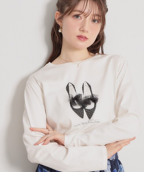 couture brooch（クチュールブローチ）の「【綿100％・洗える】パリジェンヌ プリントTシャツ（Tシャツ/カットソー・レディース・アイボリー系/ブラック/アイボリー・40/38/42/36）」の8枚目の写真