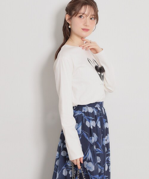 couture brooch（クチュールブローチ）の「【綿100％・洗える】パリジェンヌ プリントTシャツ（Tシャツ/カットソー・レディース・アイボリー系/ブラック/アイボリー・40/38/42/36）」の9枚目の写真