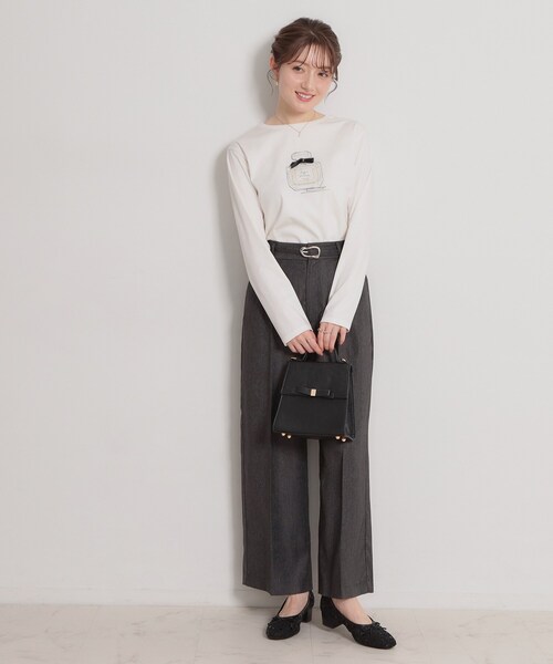 couture brooch（クチュールブローチ）の「【綿100％・洗える】パリジェンヌ プリントTシャツ（Tシャツ/カットソー・レディース・アイボリー系/ブラック/アイボリー・40/38/42/36）」の10枚目の写真