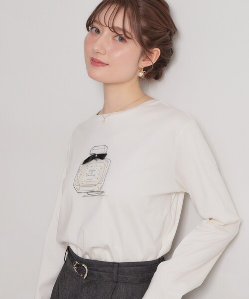 couture brooch（クチュールブローチ）の「【綿100％・洗える】パリジェンヌ プリントTシャツ（Tシャツ/カットソー・レディース・アイボリー系/ブラック/アイボリー・40/38/42/36）」の14枚目の写真