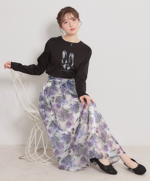 couture brooch（クチュールブローチ）の「【綿100％・洗える】パリジェンヌ プリントTシャツ（Tシャツ/カットソー・レディース・アイボリー系/ブラック/アイボリー・40/38/42/36）」の16枚目の写真