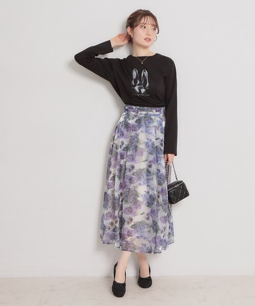 couture brooch（クチュールブローチ）の「【綿100％・洗える】パリジェンヌ プリントTシャツ（Tシャツ/カットソー・レディース・アイボリー系/ブラック/アイボリー・40/38/42/36）」の17枚目の写真