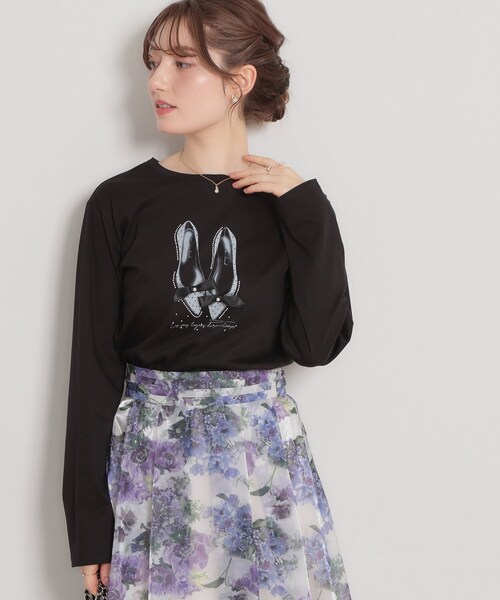 couture brooch（クチュールブローチ）の「【綿100％・洗える】パリジェンヌ プリントTシャツ（Tシャツ/カットソー・レディース・アイボリー系/ブラック/アイボリー・40/38/42/36）」の19枚目の写真