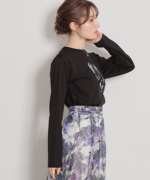 couture brooch（クチュールブローチ）の「【綿100％・洗える】パリジェンヌ プリントTシャツ（Tシャツ/カットソー・レディース・アイボリー系/ブラック/アイボリー・40/38/42/36）」の20枚目の写真