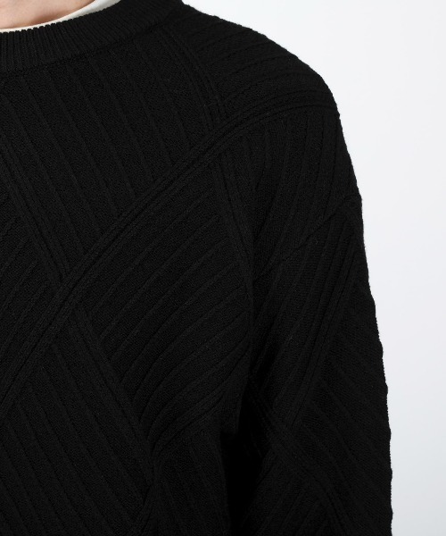 LUXSTYLE(ラグスタイル)の「ダイヤモンドパターンジャガードニット(ニット/セーター・メンズ・ベージュ/ブラック/ホワイト・L/M)」の13枚目の写真
