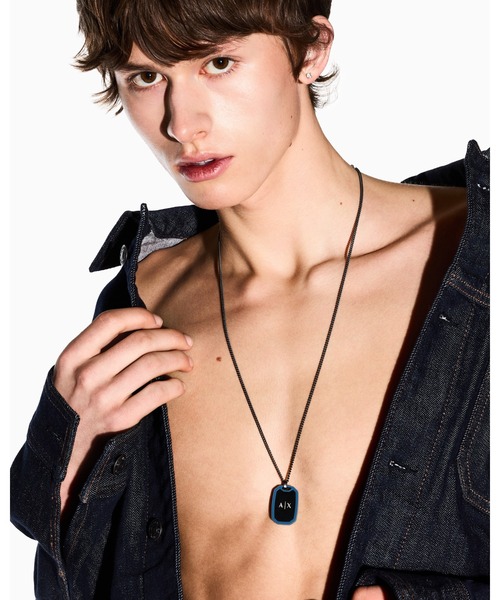 ARMANI EXCHANGE(アルマーニエクスチェンジ)の「【A|X アルマーニ エクスチェンジ】ドッグタグ ステンレススチール チェーンネックレス(Gunmetal)_AXG0171060(ネックレス・メンズ・その他1・FREE)」の1枚目の写真