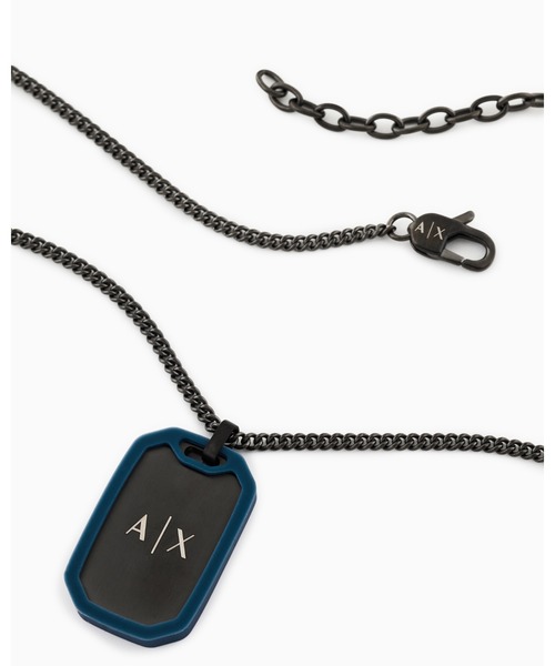 ARMANI EXCHANGE(アルマーニエクスチェンジ)の「【A|X アルマーニ エクスチェンジ】ドッグタグ ステンレススチール チェーンネックレス(Gunmetal)_AXG0171060(ネックレス・メンズ・その他1・FREE)」の2枚目の写真
