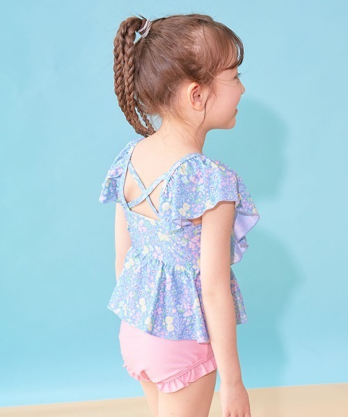 devirock（デビロック）の「えらべるデザイン ボリュームフリル UVカット セパレート水着（水着・キッズ・グリーン系その他/ブルー系その他/ブラック系その他/レッド系その他/パープル系その他2/パープル系その他/ホワイト系その他/ブルー系その他2/イエロー系その他・150cm/140cm/130cm/120cm/110cm/100cm）」の4枚目の写真