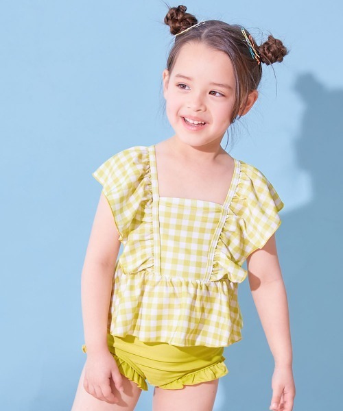 devirock（デビロック）の「えらべるデザイン ボリュームフリル UVカット セパレート水着（水着・キッズ・グリーン系その他/ブルー系その他/ブラック系その他/レッド系その他/パープル系その他2/パープル系その他/ホワイト系その他/ブルー系その他2/イエロー系その他・150cm/140cm/130cm/120cm/110cm/100cm）」の8枚目の写真