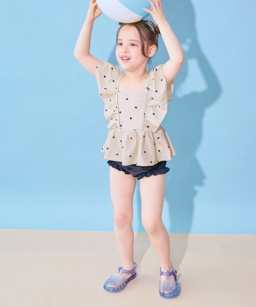 devirock（デビロック）の「えらべるデザイン ボリュームフリル UVカット セパレート水着（水着・キッズ・グリーン系その他/ブルー系その他/ブラック系その他/レッド系その他/パープル系その他2/パープル系その他/ホワイト系その他/ブルー系その他2/イエロー系その他・150cm/140cm/130cm/120cm/110cm/100cm）」の15枚目の写真