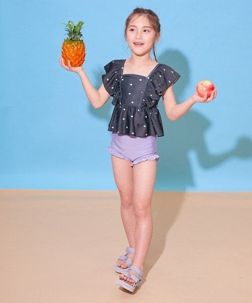 devirock（デビロック）の「えらべるデザイン ボリュームフリル UVカット セパレート水着（水着・キッズ・グリーン系その他/ブルー系その他/ブラック系その他/レッド系その他/パープル系その他2/パープル系その他/ホワイト系その他/ブルー系その他2/イエロー系その他・150cm/140cm/130cm/120cm/110cm/100cm）」の18枚目の写真