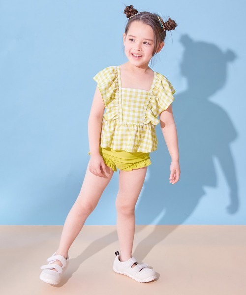 devirock（デビロック）の「えらべるデザイン ボリュームフリル UVカット セパレート水着（水着・キッズ・グリーン系その他/ブルー系その他/ブラック系その他/レッド系その他/パープル系その他2/パープル系その他/ホワイト系その他/ブルー系その他2/イエロー系その他・150cm/140cm/130cm/120cm/110cm/100cm）」の13枚目の写真