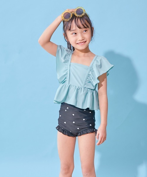 devirock（デビロック）の「えらべるデザイン ボリュームフリル UVカット セパレート水着（水着・キッズ・グリーン系その他/ブルー系その他/ブラック系その他/レッド系その他/パープル系その他2/パープル系その他/ホワイト系その他/ブルー系その他2/イエロー系その他・150cm/140cm/130cm/120cm/110cm/100cm）」の20枚目の写真