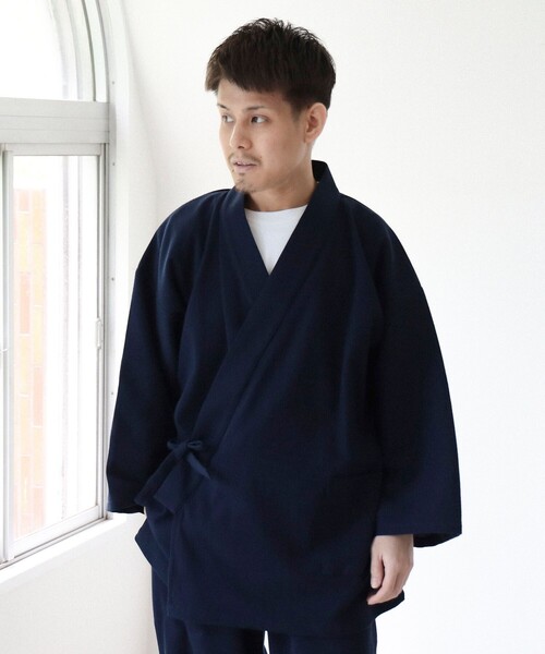 BEAMS JAPAN(ビームス ジャパン)の「高島ちぢみ 作務衣(セットアップ・レディース・ブラック/ネイビー・LARGE/MEDIUM)」の2枚目の写真