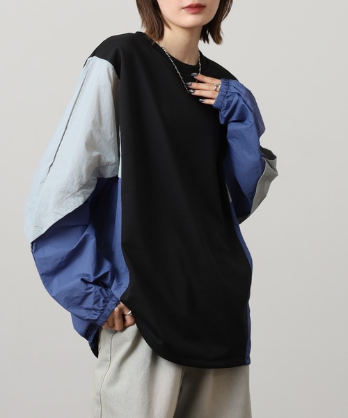 A.N.L(エーエヌエル レーベル)の「A.N.L 異素材切替配色プルオーバー 長袖(Tシャツ/カットソー・レディース・ブラック/チャコールグレー・38)」の4枚目の写真