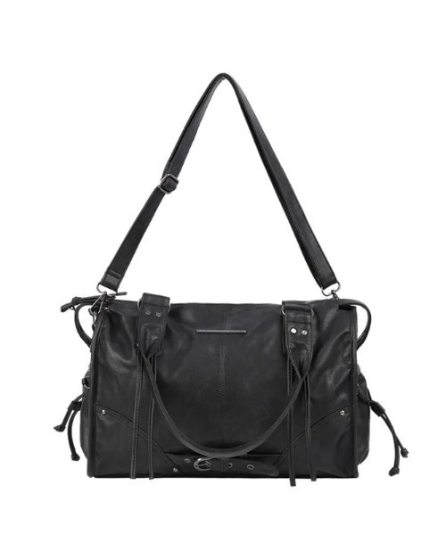 FANCY CLUB(ファンシークラブ)の「◇FANCYCLUB◇ブランド直輸入正規品/PC収納可/大容量/ベルト付き ウォッシング レザー バッグ BELTED WASHING LEATHER BAG(ショルダーバッグ・レディース・グレー/チェリーレッド/ベビーピンク/ブラック・FREE)」の12枚目の写真