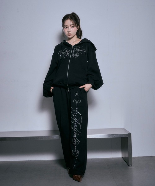 ANDGEEBEE（アンジービー）の「ラインストーンロゴジップパーカー（パーカー・レディース・グレー/ブラック・FREE）」の16枚目の写真