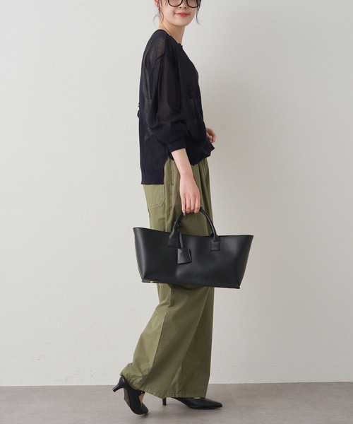 PUAL CE CIN（ピュアルセシン）の「透かし編みロゴジャガード2WAYプルオーバー（ニット/セーター・レディース・ベージュ/ネイビー/オフホワイト・FREE）」の17枚目の写真