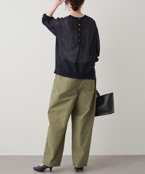 PUAL CE CIN（ピュアルセシン）の「透かし編みロゴジャガード2WAYプルオーバー（ニット/セーター・レディース・ベージュ/ネイビー/オフホワイト・FREE）」の18枚目の写真