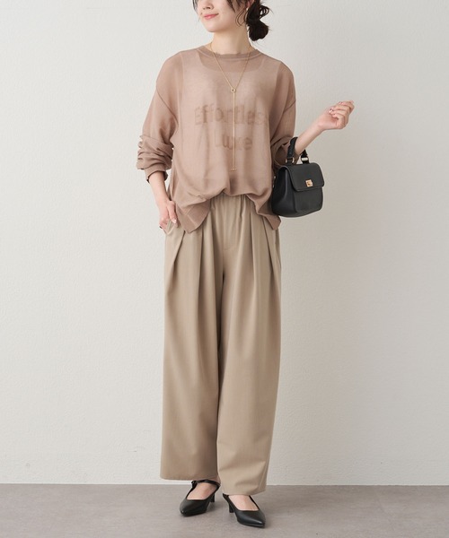 PUAL CE CIN（ピュアルセシン）の「透かし編みロゴジャガード2WAYプルオーバー（ニット/セーター・レディース・ベージュ/ネイビー/オフホワイト・FREE）」の12枚目の写真