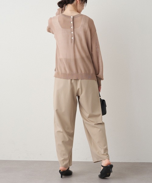 PUAL CE CIN（ピュアルセシン）の「透かし編みロゴジャガード2WAYプルオーバー（ニット/セーター・レディース・ベージュ/ネイビー/オフホワイト・FREE）」の13枚目の写真