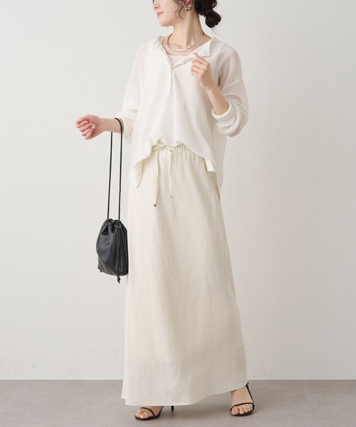 PUAL CE CIN（ピュアルセシン）の「透かし編みロゴジャガード2WAYプルオーバー（ニット/セーター・レディース・ベージュ/ネイビー/オフホワイト・FREE）」の7枚目の写真