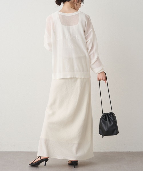 PUAL CE CIN（ピュアルセシン）の「透かし編みロゴジャガード2WAYプルオーバー（ニット/セーター・レディース・ベージュ/ネイビー/オフホワイト・FREE）」の9枚目の写真