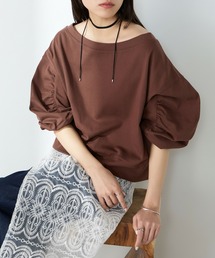a*o様 ブラウン オフショルダー シャツ Tシャツ/カットソー（ブラウン/茶色系・オフショルダー）ファッション